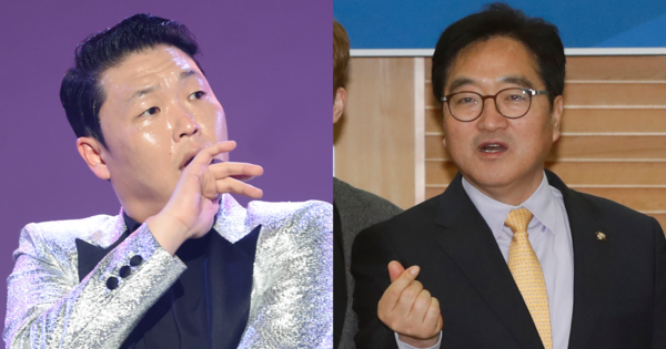 “싸이 씨 크게 감사드린다” 광복절 앞두고 우원식 국회의장이 뜬금없이 샤라웃한 이유: 눈에서 하트 뿅뿅이다