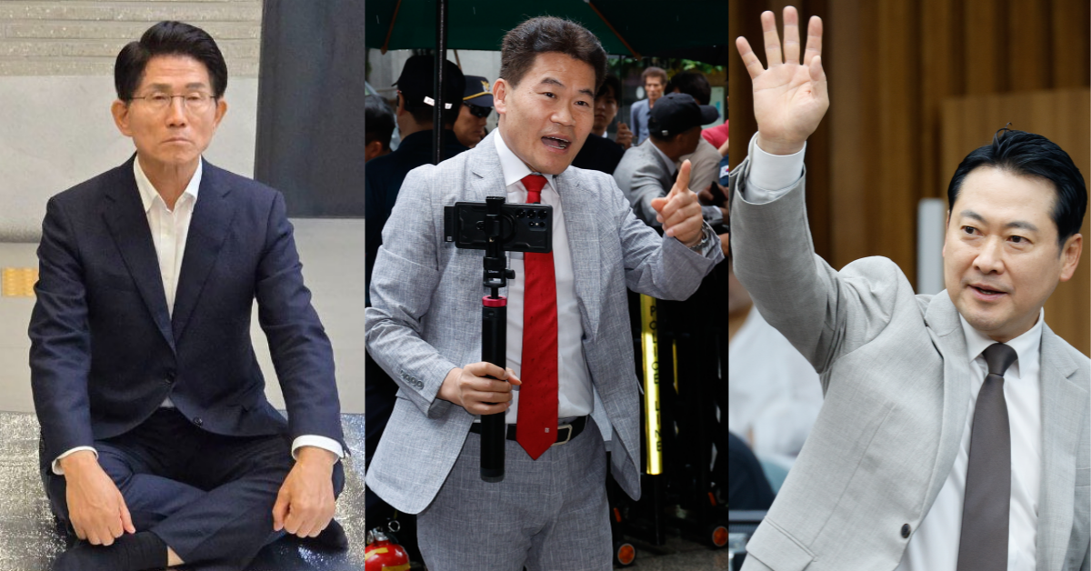 김문수, 전한길, 장동혁. ⓒ뉴스1