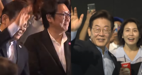 ​조진웅과 함께 앉은 이 대통령 부부. ⓒMBC/유튜브 채널 '엠키타카'