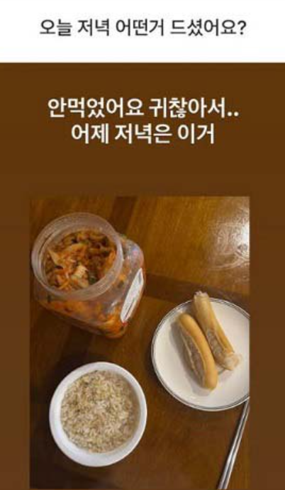 이수현이 공유한 식단. ⓒ이수현 인스타그램