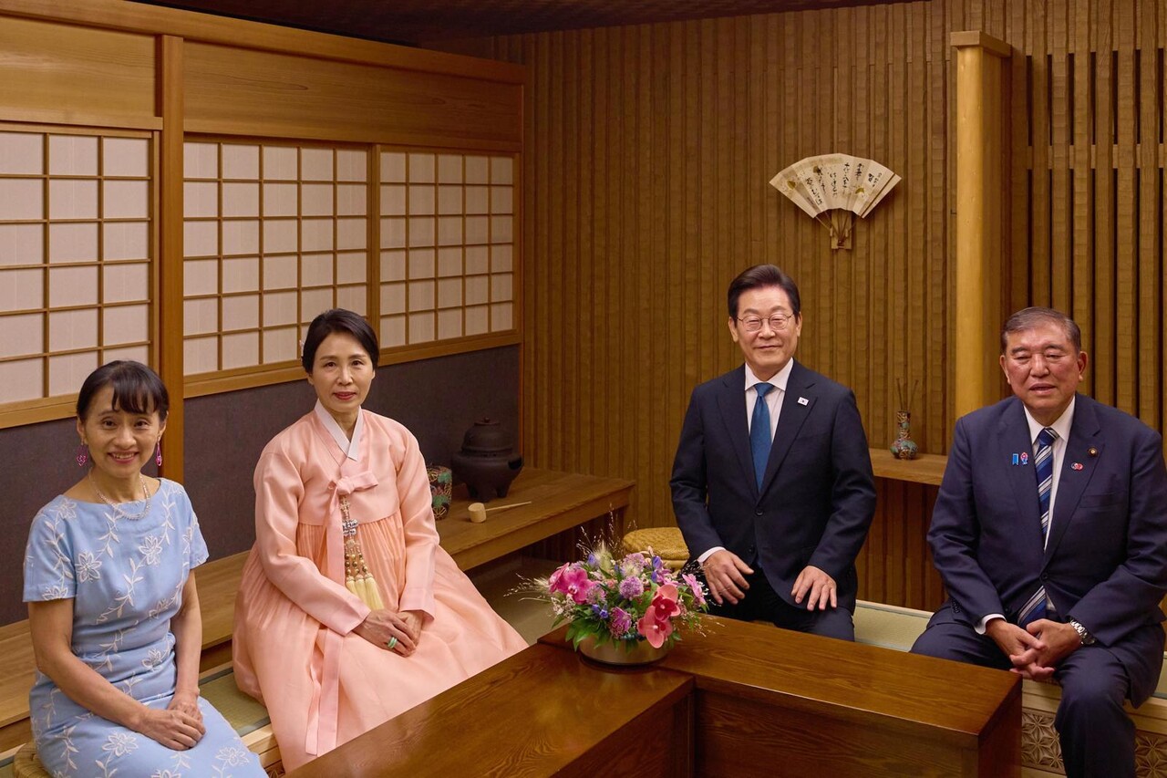 두터운 친분을 다진 이재명 대통령과 김혜경 여사, 이시바 총리 내외. ⓒ공동취재단