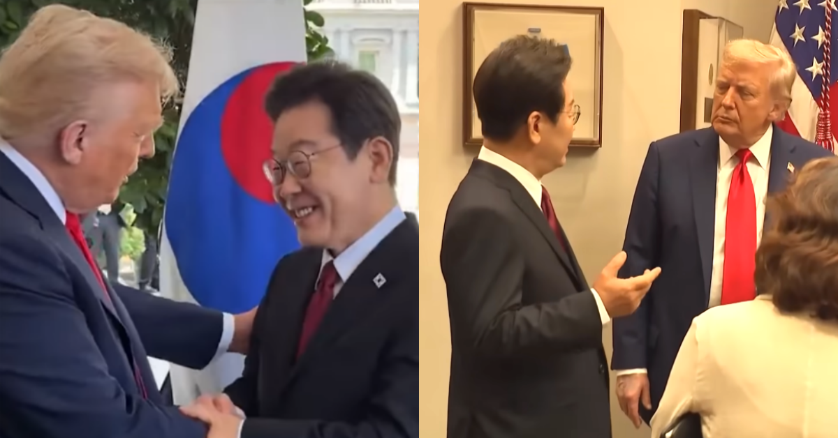 트럼프 대통령을 만나기 전, 선물에 세심히 신경 쓴 이재명 대통령. ⓒ트럼프 인스타그램 / 유튜브 채널 ‘MBCNEWS’