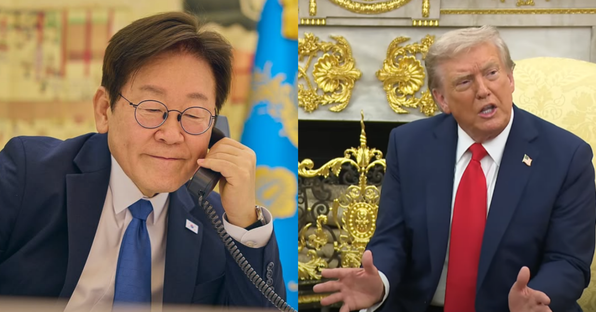 이재명 대통령과 정상회담 3시간 전, 트루스소셜에 글을 올려 화제가 된 트럼프 대통령. ⓒ이재명 인스타그램 / 유튜브 채널 ‘The White House’