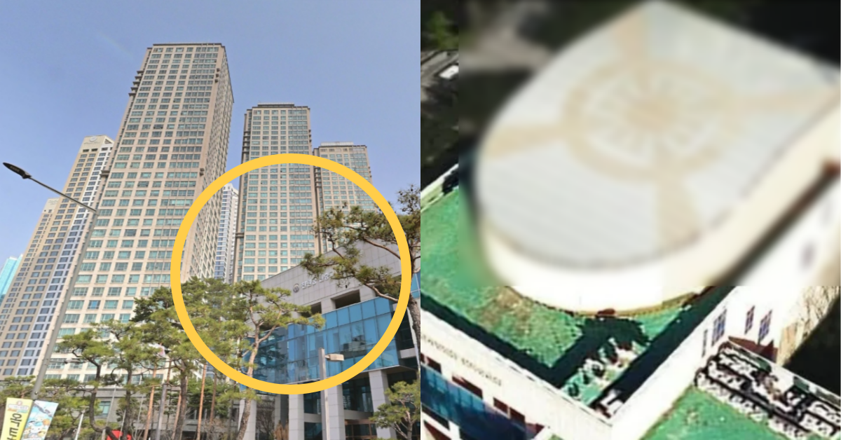 서울 용산구 통일교 건물 옥상에 새겨진 문양에 대한 민원이 수차례 제기되고 있다. ⓒ네이버 거리뷰 / 한겨레