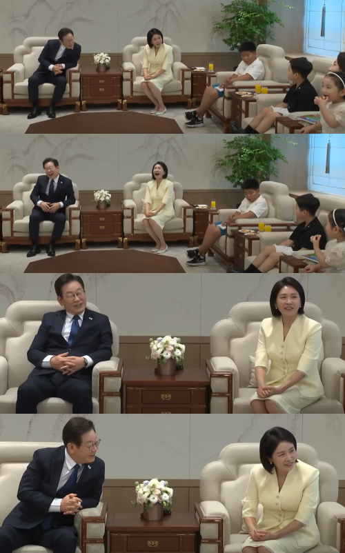 초긴장하고 있던 이재명 대통령 부부 단번에 웃음 터지게 한 어린이의 상상력 풀가동 질문: 나까지 입꼬리 쓱 올라간다