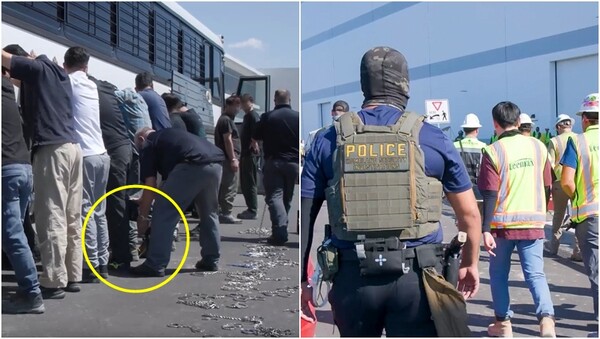 미국 이민세관단속국(ICE)이 공개한 체포 당시 현장 모습. ⓒICE 누리집 갈무리&nbsp;