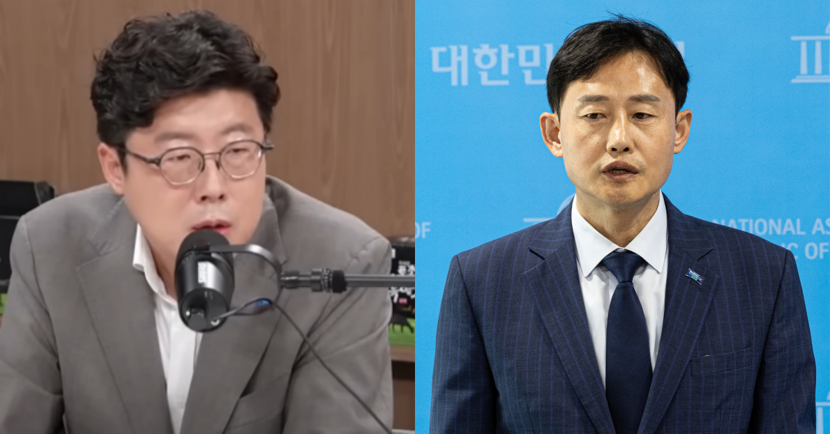 성추행이 있었던 노래방에 함께 동행한 인물로 지목된 이규원, 윤재관. ⓒ유튜브 채널 ‘장르만 여의도’ / 뉴스1