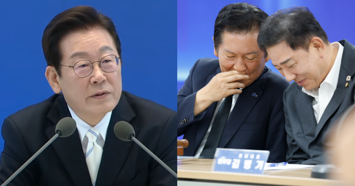 취임 100일 기자회견에서 3대 특검법 개정안 수정 합의 논란을 직접 언급한 이재명 대통령. ⓒ유튜브 채널 ‘이재명’ / 뉴스1