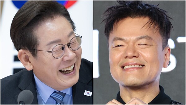 이재명 대통령(왼),&nbsp;대통령 직속 대중문화교류위원회 공동위원장에 내정된 박진영(오).&nbsp;ⓒ대통령실 제공, 뉴스1&nbsp;