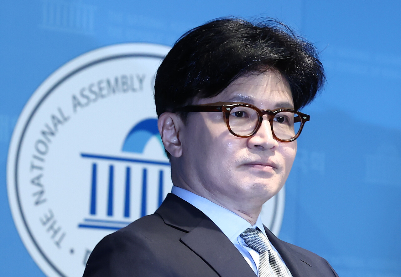 올해 4월 정책 비전 발표를 위해 단상에 오른 한동훈. ⓒ뉴스1