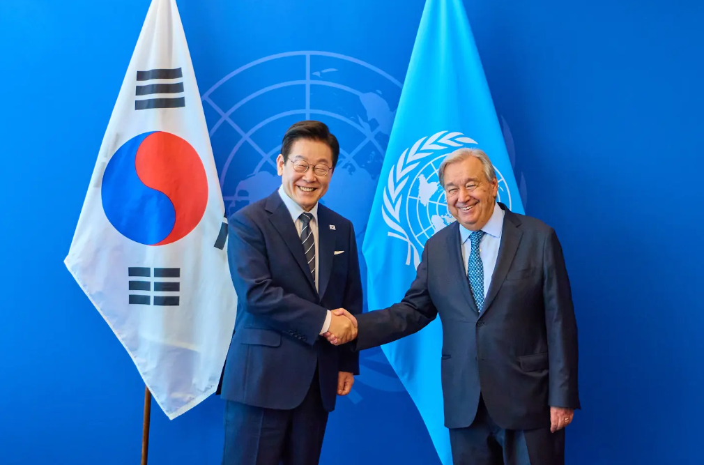 안토니우 구테흐스 유엔 사무총장을 접견한 이재명 대통령. ⓒ유튜브 채널 ‘KTV 이매진’