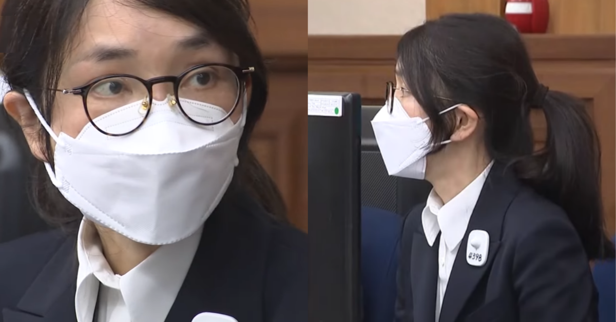 첫 공판에 출석한 김건희. ⓒ유튜브 채널 ‘JTBC News’