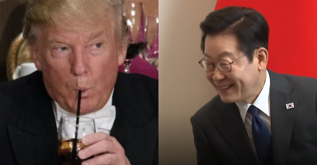 트럼프가 주최한 만찬에 불참한 이재명 대통령. ⓒreddit / 유튜브 채널 ‘KTV 이매진’