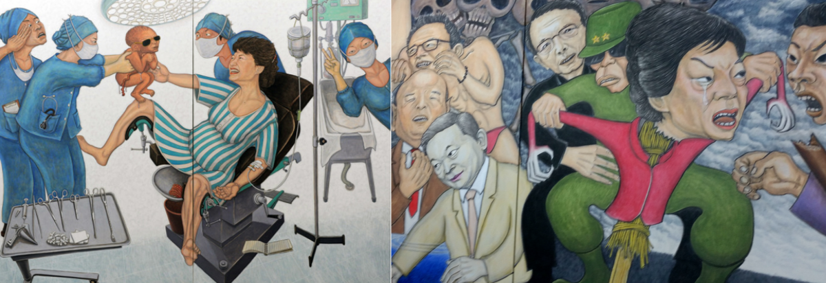 과거 홍성담 작가가 그린 박근혜 풍자 작품들. ⓒ홍성담 작가