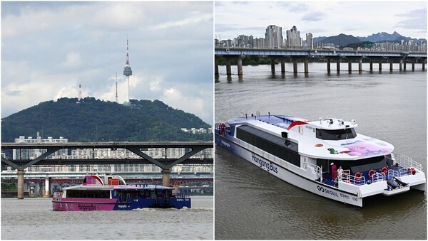 한강버스가 물살을 가르는 모습.&nbsp;ⓒ뉴스1&nbsp;