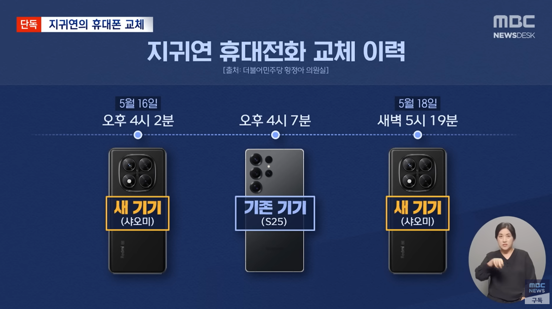 지귀연의 휴대전화 교체 이력을 단독 보도한 MBC. ⓒ유튜브 채널 ‘MBCNEWS’