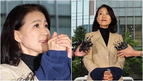 이진숙 전 방송통신위원장이 2일 오후 영등포경찰서로 압송되고 있다. ⓒ뉴스1&nbsp;&nbsp;