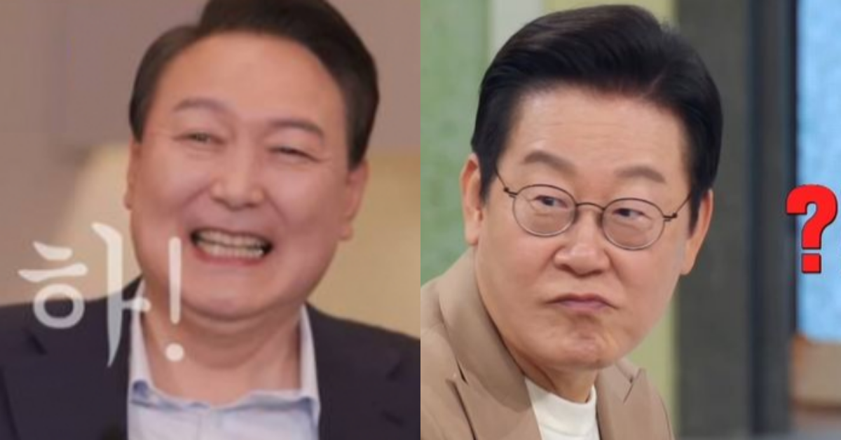 이재명 대통령의 ‘냉부해’ 출연으로 재조명된 윤석열 당시 당선인의 ‘유퀴즈’ 등판. ⓒtvN ‘유 퀴즈 온 더 블럭’ / JTBC ‘냉장고를 부탁해’