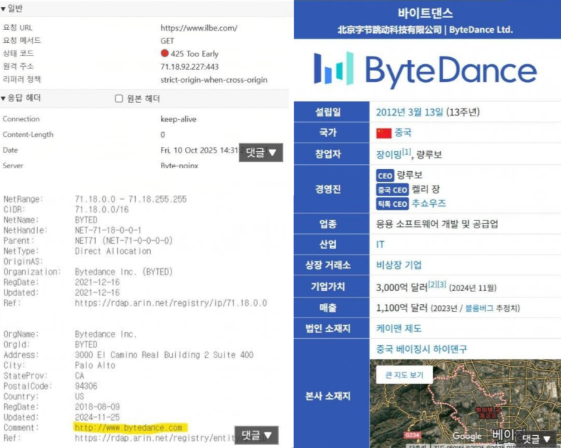 이번 접속 차단 사태 이후, 일베 서버 IP를 두고 ‘중국 매각설’이 불거졌다. ⓒ온라인 커뮤니티