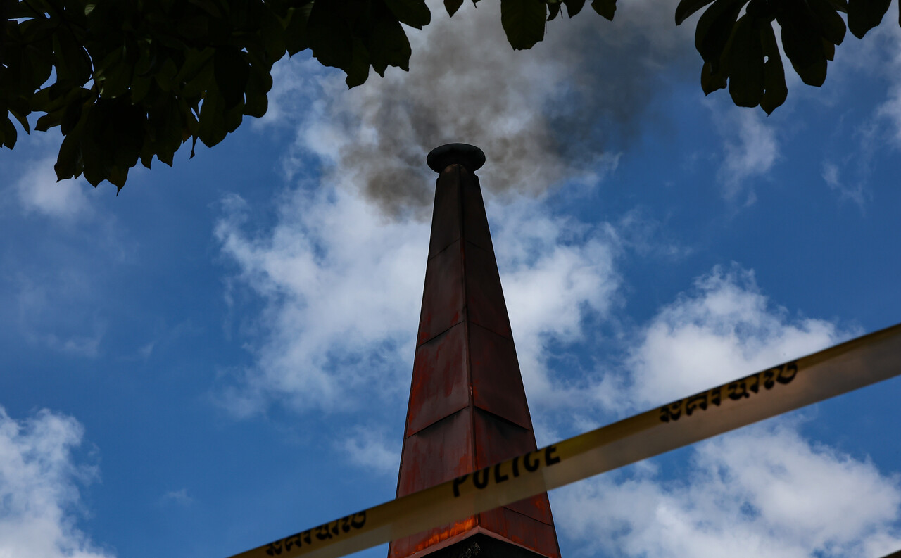 캄보디아 프놈펜 턱틀라사원에서 진행된 박 씨의 화장. ⓒ뉴스1