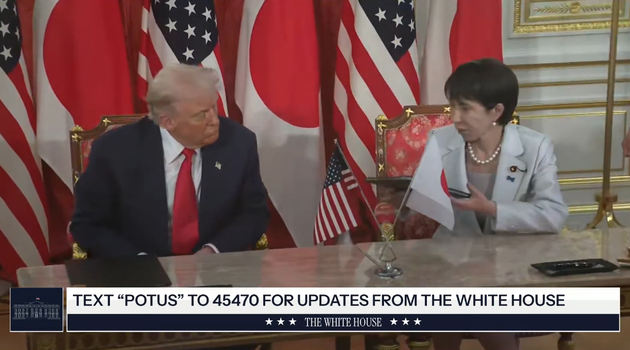 취임 후 처음으로 트럼프 대통령을 만난 다카이치. ⓒ유튜브 채널 ‘The White House’