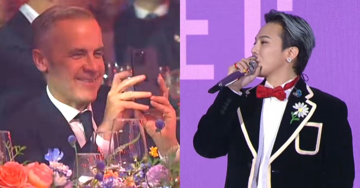 지드래곤 직캠을 찍고 있는 캐나다의 카니 총리. ⓒ유튜브 채널 ‘KTV 이매진’