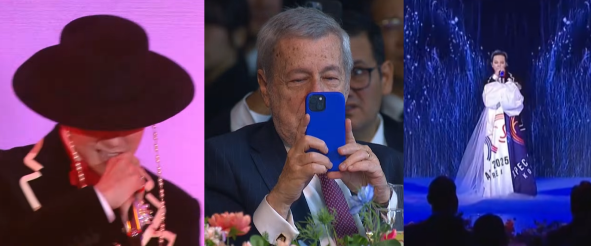 지드래곤 공연을 보던 칠레의 알베르토 반 클라베렌 외교부 장관도 스마트폰을 꺼내들었다. ⓒ유튜브 채널 ‘KTV 이매진’