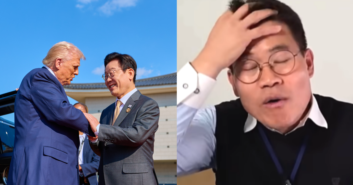 트럼프에게&nbsp;서한을 보냈던 전한길, ‘이재명에게 충격 제안’이라는 제목의 라이브 방송 중…. ⓒ대통령실 / 유튜브 채널 ‘전한길뉴스 1waynews’