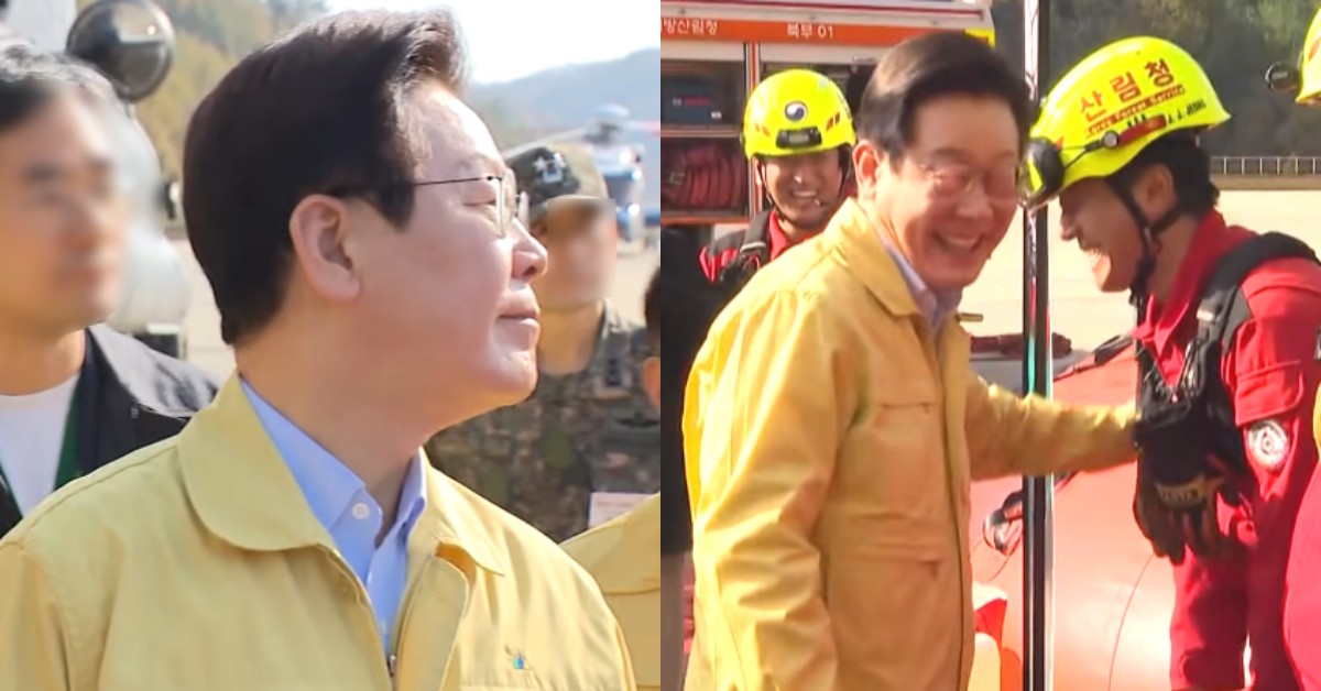 강원도를 찾은 이재명 대통령, 안부를 묻는 산불 진화대원의 물음에…. ⓒ유튜브 채널 ‘KTV 이매진’