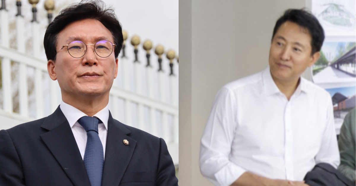 종묘를 찾은 김민석 국무총리에게 공개토론을 제안한 오세훈 서울시장. ⓒ김민석 페이스북 / 오세훈 페이스북