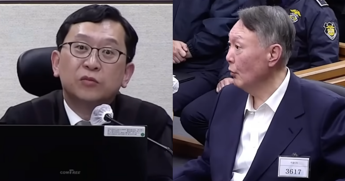 구인영장 집행을 강행하겠다는 이진관 부장판사의 경고에&nbsp;결국 증인으로 출석한 윤석열. ⓒ유튜브 채널 ‘엠키타카 MKTK’