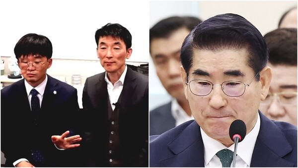 김용현 전 국방부 장관과 막말 쏟아낸 변호인들.&nbsp;ⓒ유튜브 채널 '진격의 변호사들', 뉴스1&nbsp;