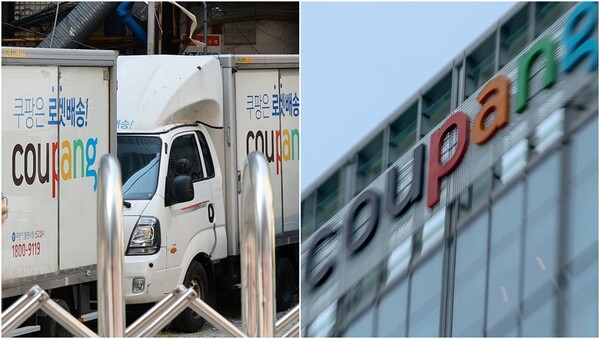 쿠팡 배송 차량과 서울 송파구에 위치한 쿠팡 본사.&nbsp;ⓒ뉴스1&nbsp;