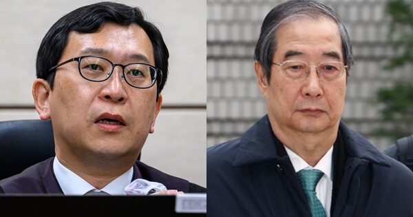 이진관 서울중앙지법 부장판사(왼쪽)와 한덕수 전 국무총리. ⓒ뉴스1