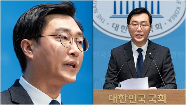 더불어민주당 장경태 의원이 30일 서울 여의도 국회 소통관에서 입장을 밝히고 있다.&nbsp;ⓒ뉴스1&nbsp;