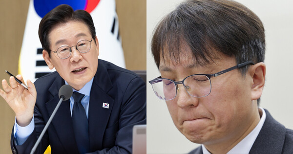 이재명 대통령(오른쪽)과 박대준 쿠팡 대표이사. ⓒ뉴스1&nbsp;