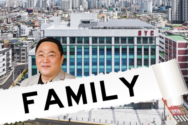 한석범 BYC 회장과 가족들은 개인 지분과 개인회사 지분으로 이중의 지배력을 누리고 있다. ⓒ 그래픽 허프포스트코리아
