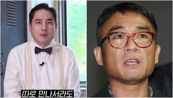 강용석 변호사(왼), 가수 김건모(오).&nbsp;ⓒ유튜브 채널 ‘변기클리닉’, 뉴스1&nbsp;