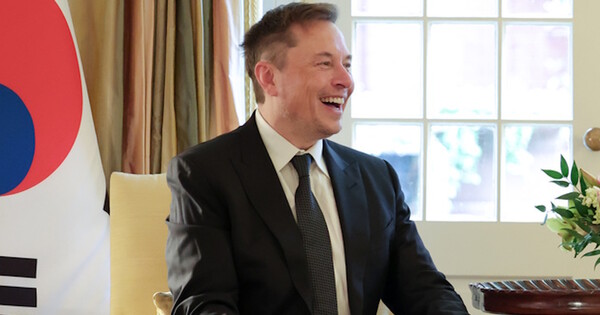 일론머스크 테슬라 최고경영자가 워싱턴 DC 백악관 인근 블레어하우스에서 2023년 4월27일 윤석열 전 대통령을 만났다. 사진은 일론머스크 모습. ⓒ 대통령실