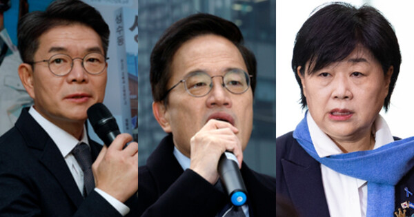 (왼쪽부터) 정원오 서울 성동구청장, 박주민 더불어민주당 의원, 서영교 더불어민주당 의원. ⓒ뉴스1