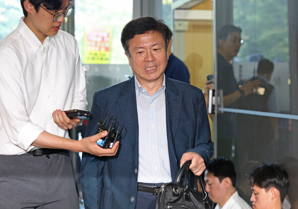 채상병 순직 사건과 관련해 특검 출석하는 전하규 전 대변인. ⓒ뉴스1