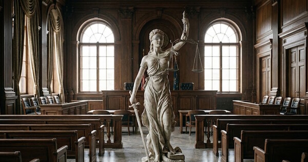 정의의 여신상 모습. 사진은 AI로 생성한 이미지 ⓒ 허프포스트코리아