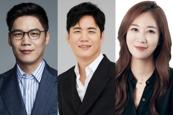 한세그룹 오너 2세 삼남매. 왼쪽부터 김석환 부회장, 김익환 부회장, 김지원 대표.&nbsp;