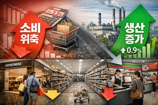 소비위축으로 소매판매는 급감했지만 생산은 증가세를 보인다. 유통업계에서는 외국인 소비 유입으로 업태별 회복세가 나타날 것으로 전망된다. ⓒ그래픽 허프포스트코리아