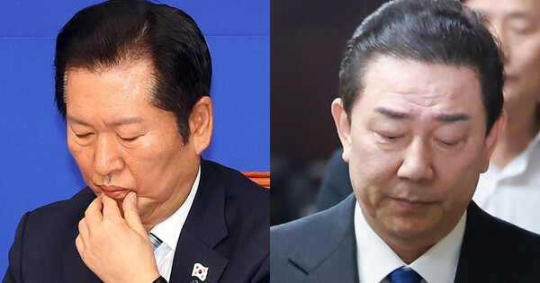 정청래 더불어민주당 대표(왼쪽)와 김병기 전 원내대표. ⓒ연합뉴스