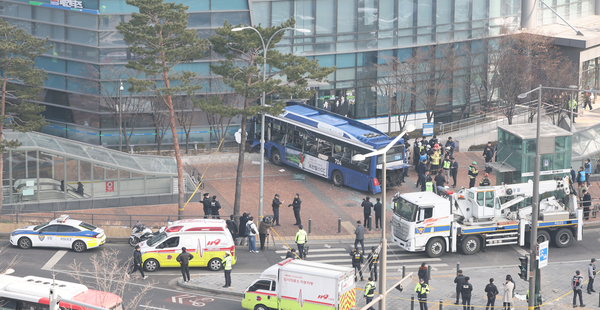 서울 서대문구 서대문역사거리 사고 현장. ⓒ연합뉴스