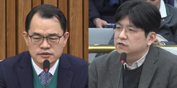 더불어민주당 검찰개혁 공청회에 전문가 패널로 참석한 황문규 중부대 경찰행정학과 교수(왼쪽)와 김민하 시사평론가. ⓒ민주당 유튜브 델리민주 갈무리&nbsp;