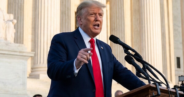 도널드 트럼프 미국 대통령. 사진은 이해를 돕기 위해 AI로 생성한 이미지를 재편집한 것. ⓒ 허프포스트코리아