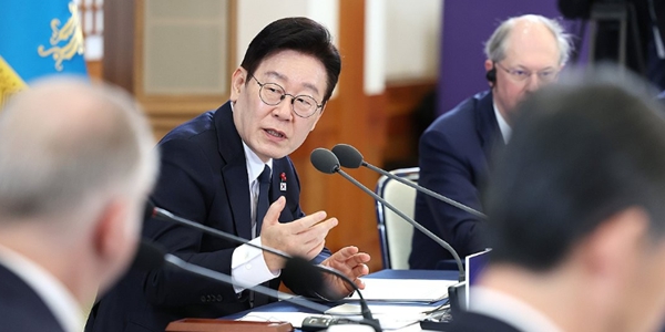 &nbsp;이재명&nbsp;대통령이 28일 청와대에서 열린 외국인투자기업 간담회에서 발언하고 있다. ⓒ연합뉴스