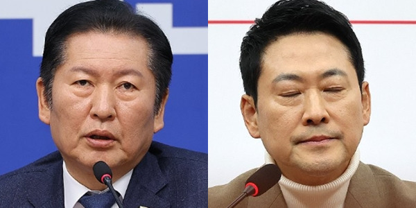 정청래 더불어민주당 대표(왼쪽)와 장동혁 국민의힘 대표. ⓒ연합뉴스